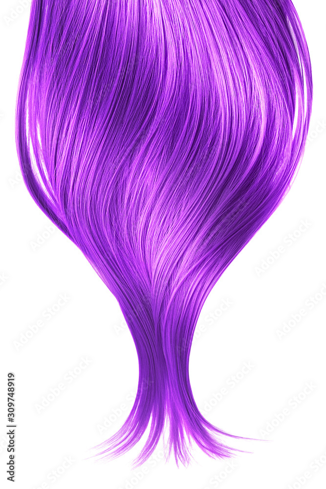 Purple shiny hair on white background, isolated