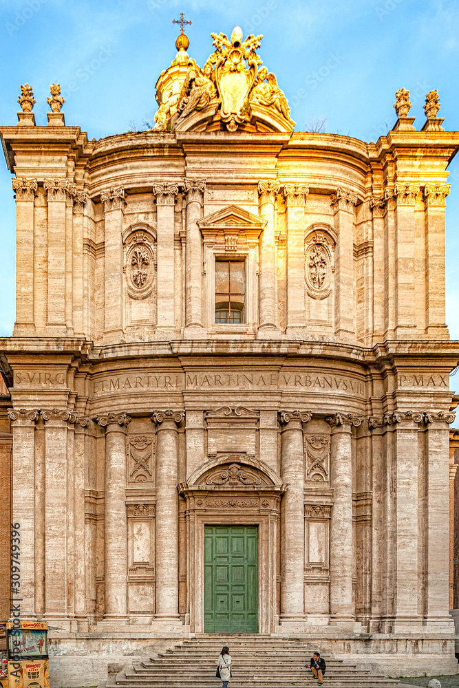 Fototapeta premium Rome Chiesa dei Santi Luca e Martina Front Facade Editorial