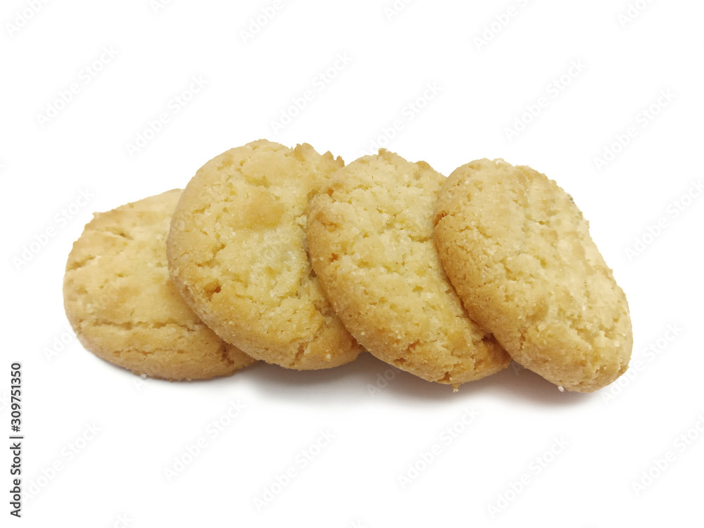 Danish style butter cookies biscuit isolated on white background. Danish style butter cookies biscuit isolated on white background.