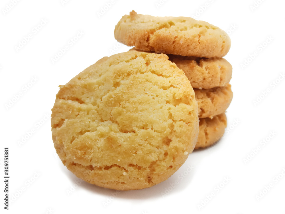 Danish style butter cookies biscuit isolated on white background. Danish style butter cookies biscuit isolated on white background.
