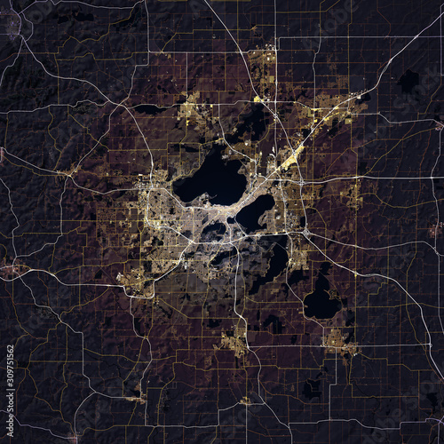 Map Madison city. Wisconsin