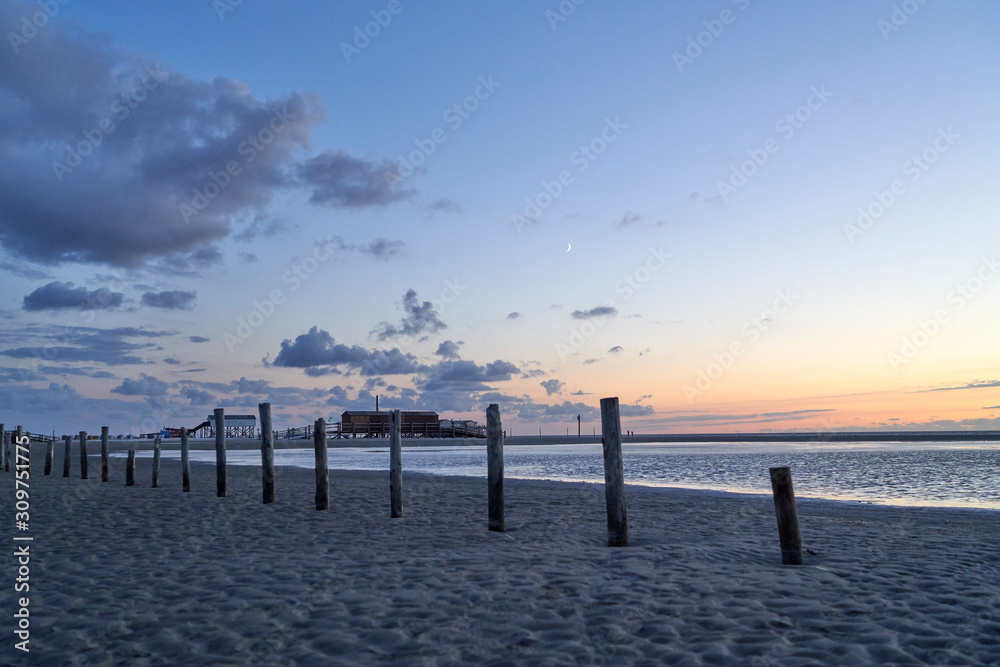 The beach of the German North Sea coast in summer