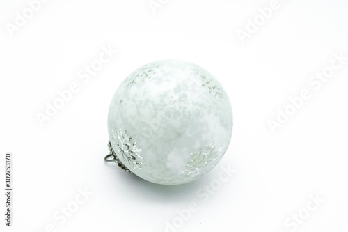 christmas ball tree decoration silver isolated on white background