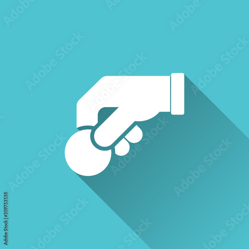 Vector icon with coin with DONATE word written text, giving and donation concept. 
