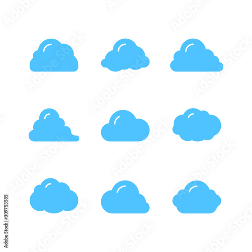 Set glyph blue icons of cloud