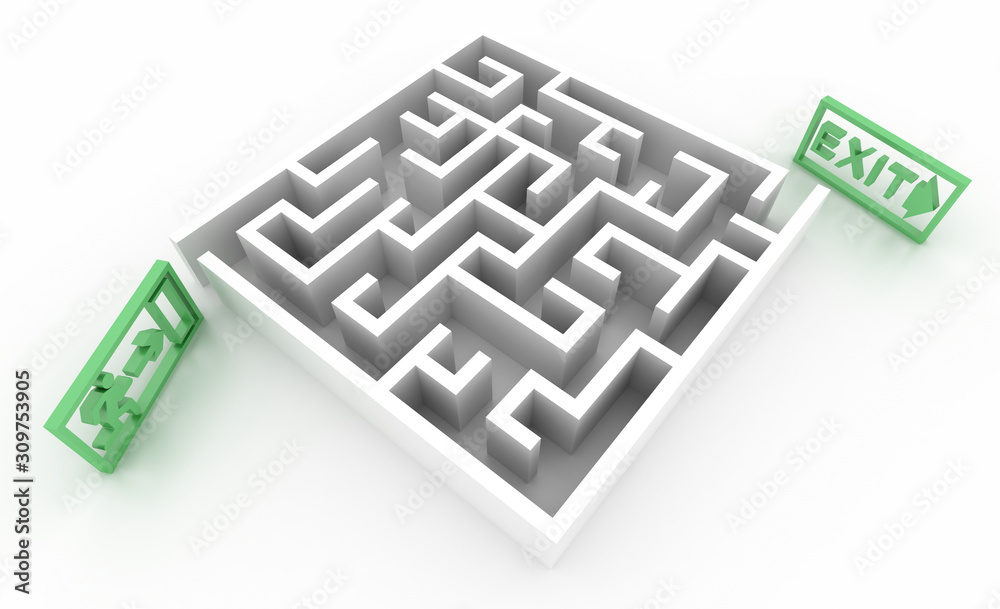 Maze concept, choices and challenge theme; original 3d rendering illustration Maze concept, choices and challenge theme; original 3d rendering illustration