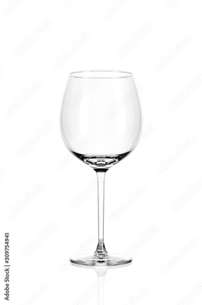 Empty wine glass isolated on white background.