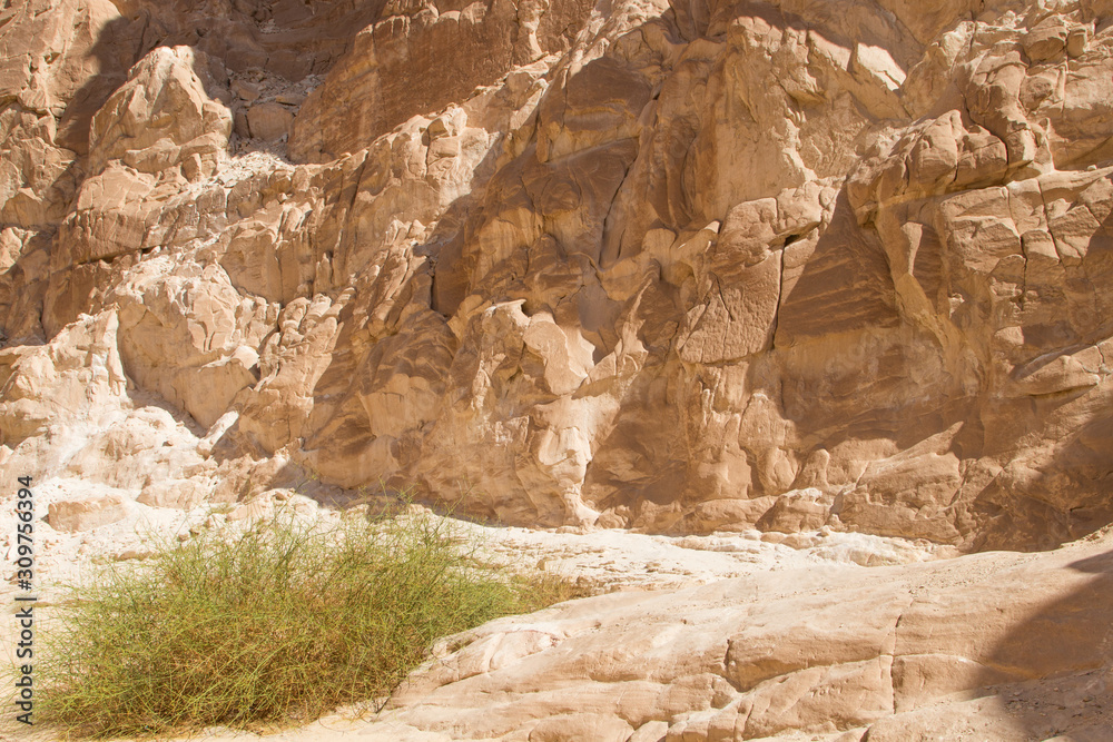 White canyon with yellow rocks. Egypt, desert, the Sinai Peninsula, Dahab. White canyon with yellow rocks. Egypt, desert, the Sinai Peninsula, Dahab.