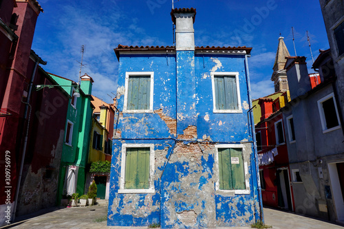 Colorful houses, crumbeling paint