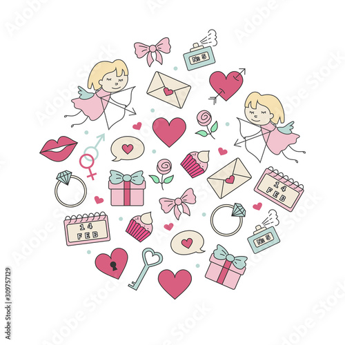 Valentine's day stylish vector illustration design for postcards and posters