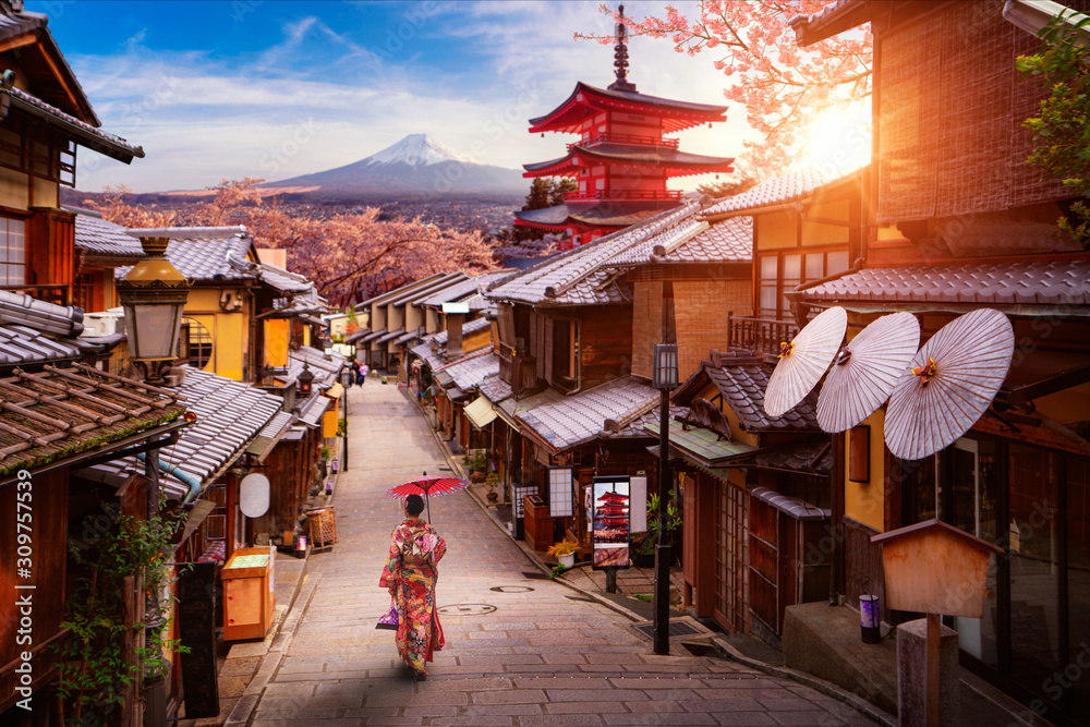Naklejka premium Koncepcja Backgroung podróży w Japonii obrazu