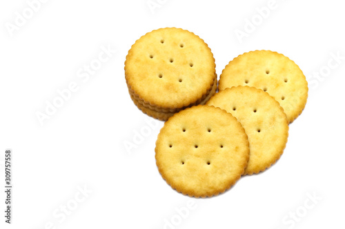 Biscuits cracker circle design. Isolated on white background.