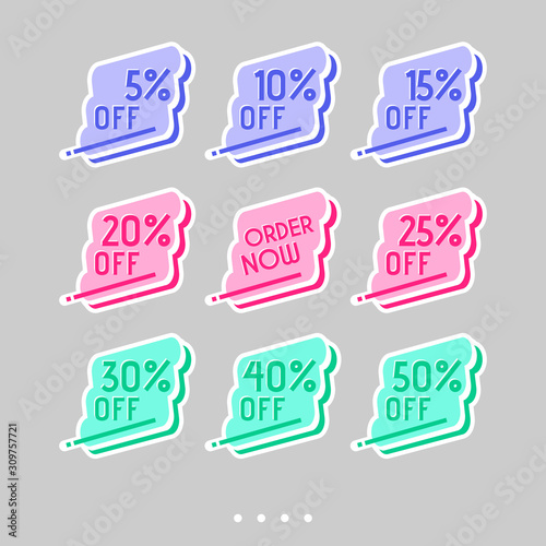Set of sale stickers. Colorful abstract design.