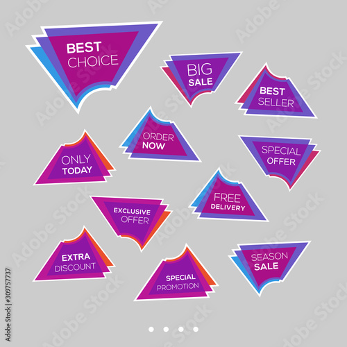 Set of sale stickers. Colorful abstract design.