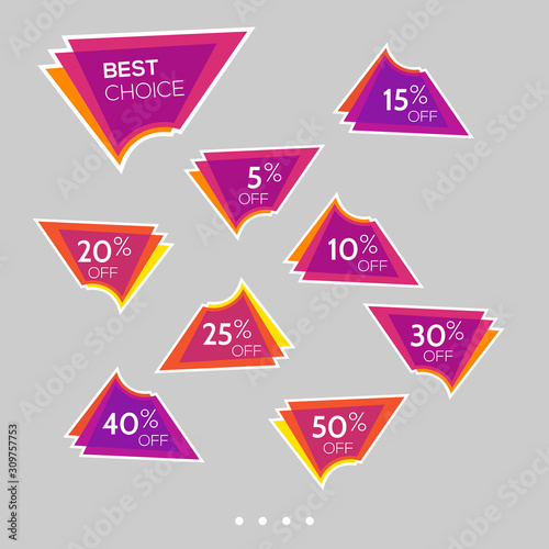Set of sale stickers. Colorful abstract design.
