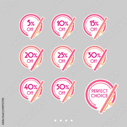 Set of sale stickers. Colorful abstract design.
