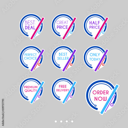 Set of sale stickers. Colorful abstract design.