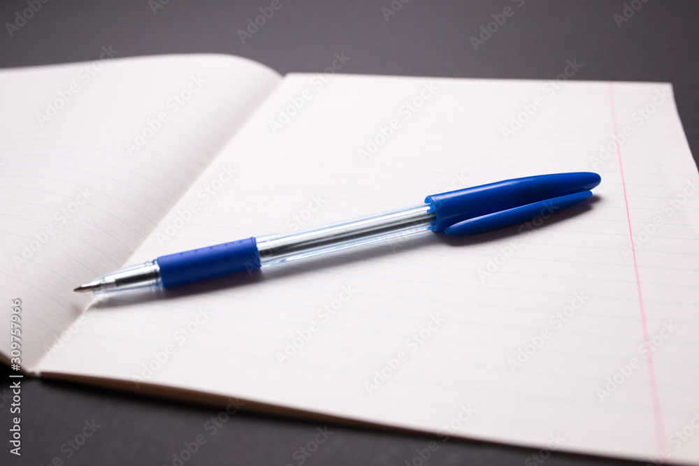 school notebook with pen on background school notebook with pen on background
