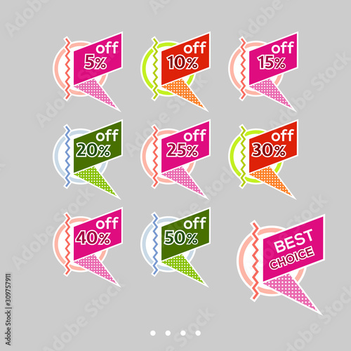Set of sale stickers. Colorful abstract design.