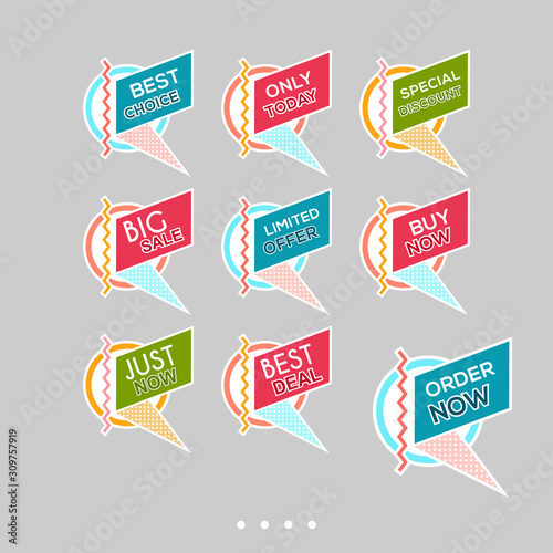 Set of sale stickers. Colorful abstract design.