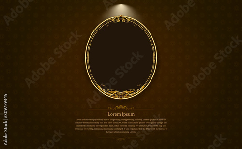 gold frame border circle picture gold thai art