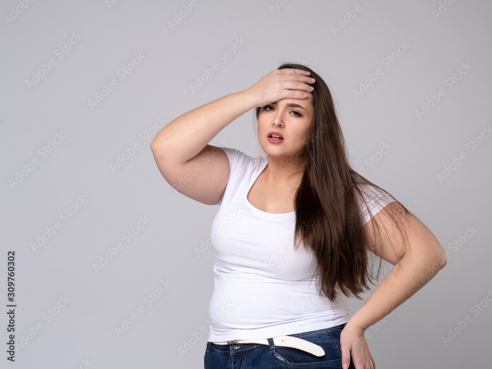 Plus Size Model With Headache Plus Size Model With Headache