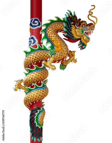 chinese dragon religious statue isolated