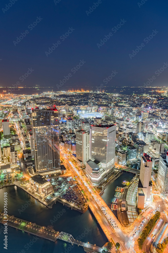 神奈川県横浜市みなとみらいから見たの横浜の夜景