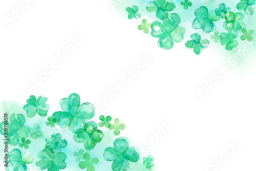 四つ葉のクローバー 水彩イラスト フレームデザイン Stock Illustration Adobe Stock