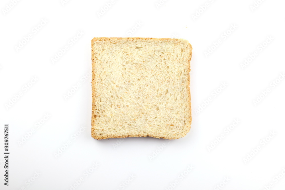 Sliced of whole wheat bread on white background