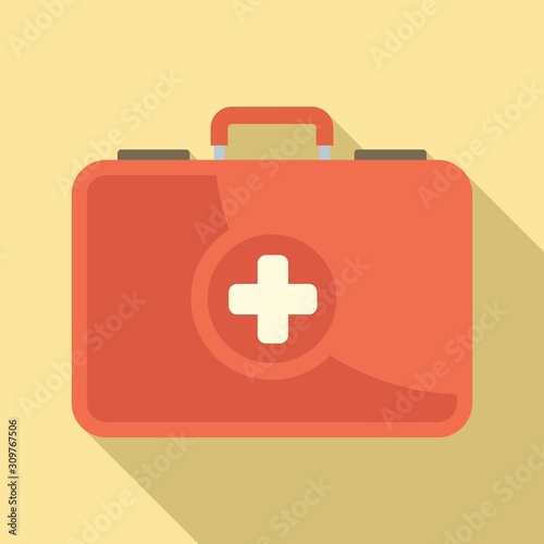 First aid kit icon. Flat illustration of first aid kit vector icon for web design