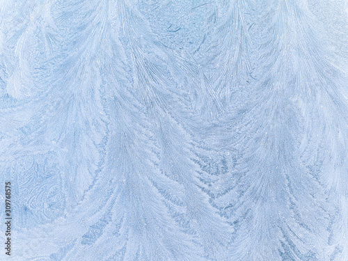Close up of frost patterns on a window screen