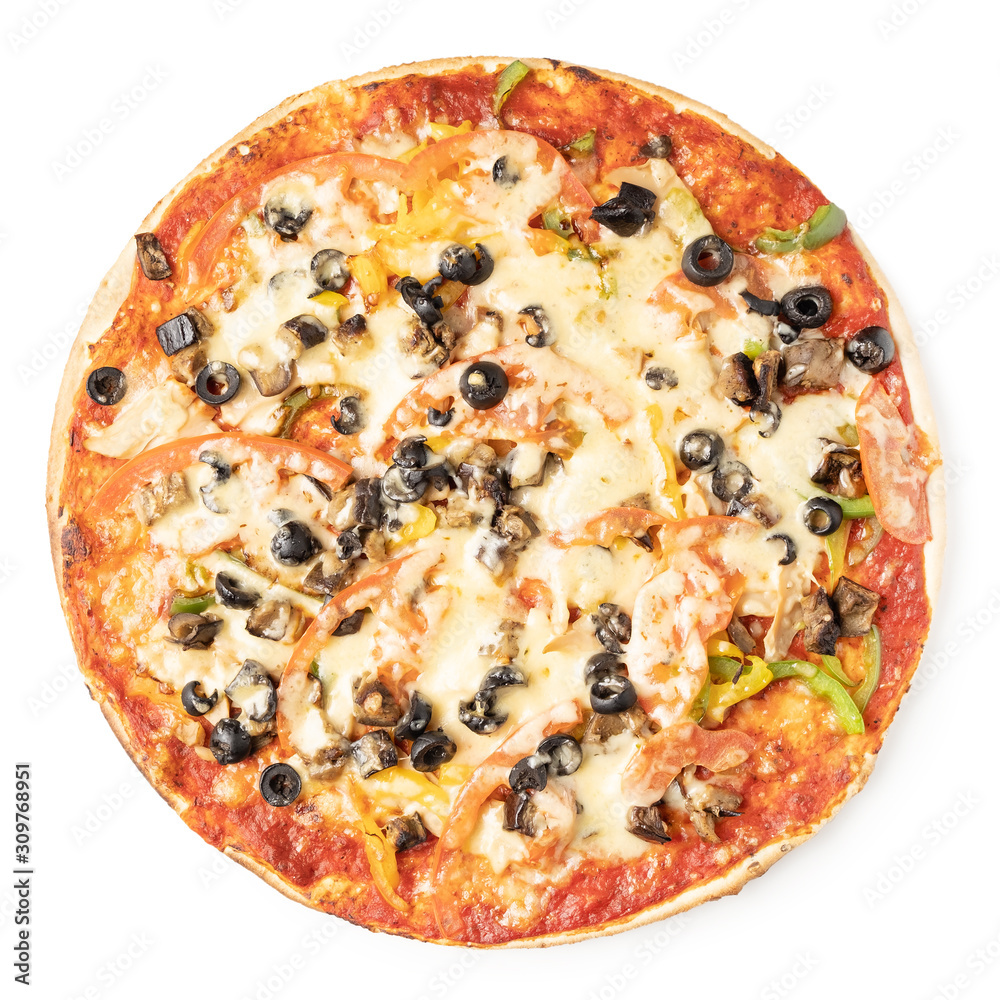 Tasty pizza on a white background Tasty pizza on a white background