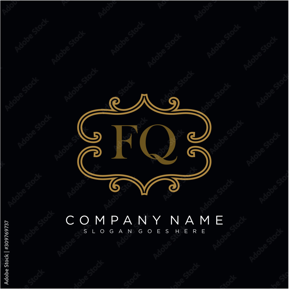 Initial letter FQ logo luxury vector mark, gold color elegant classical Initial letter FQ logo luxury vector mark, gold color elegant classical