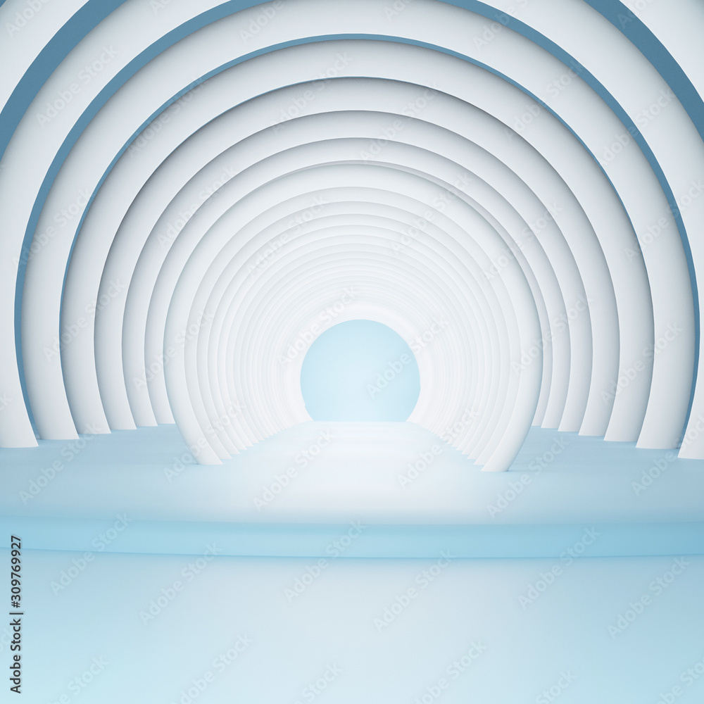 Obraz premium Abstract geometric podium background, mock up, blank minimalistic empty showcase template, Modern art deco shop display, pastel colors. 3d render.