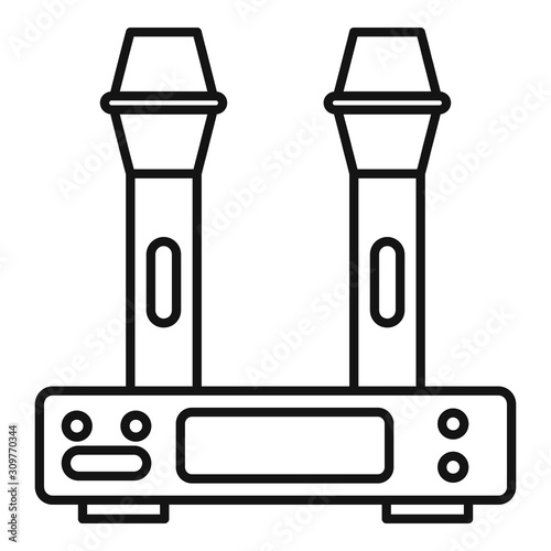 Microphone set equipment icon. Outline microphone set equipment vector icon for web design isolated on white background