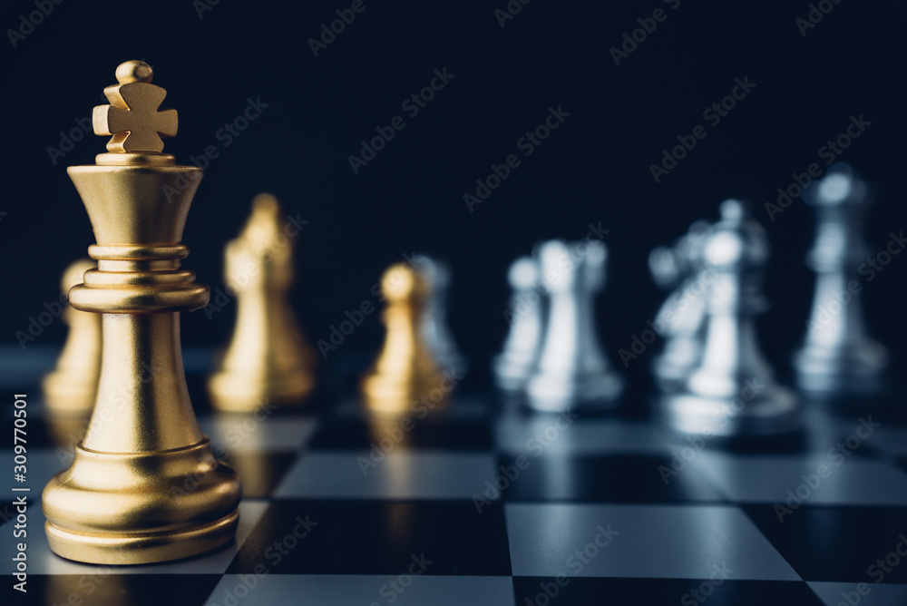 Chess board game business strategy or leadership concept.