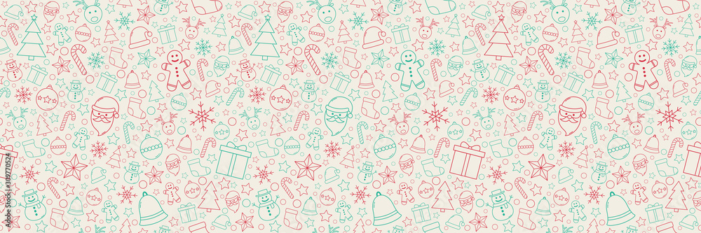 Xmas pattern with festive ornaments. Christmas pattern. Vector
