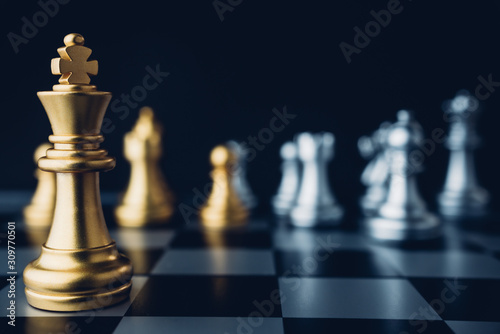 Chess board game business strategy or leadership concept.