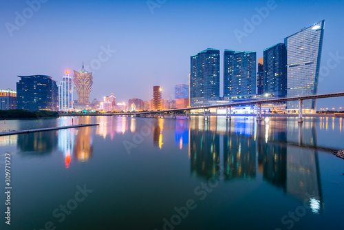 Macau  China Cityscape at Twilight