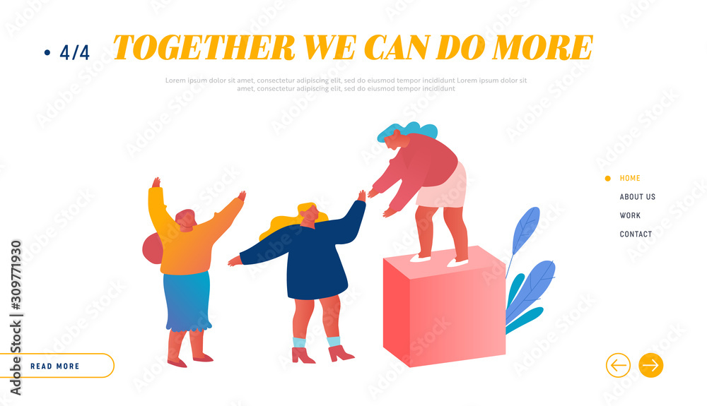 Team Work, Partnership and Leadership Website Landing Page. Business People Climbing Up Financial Graph and Chart Stairs. Career Challenge, Finance Web Page Banner. Cartoon Flat Vector Illustration