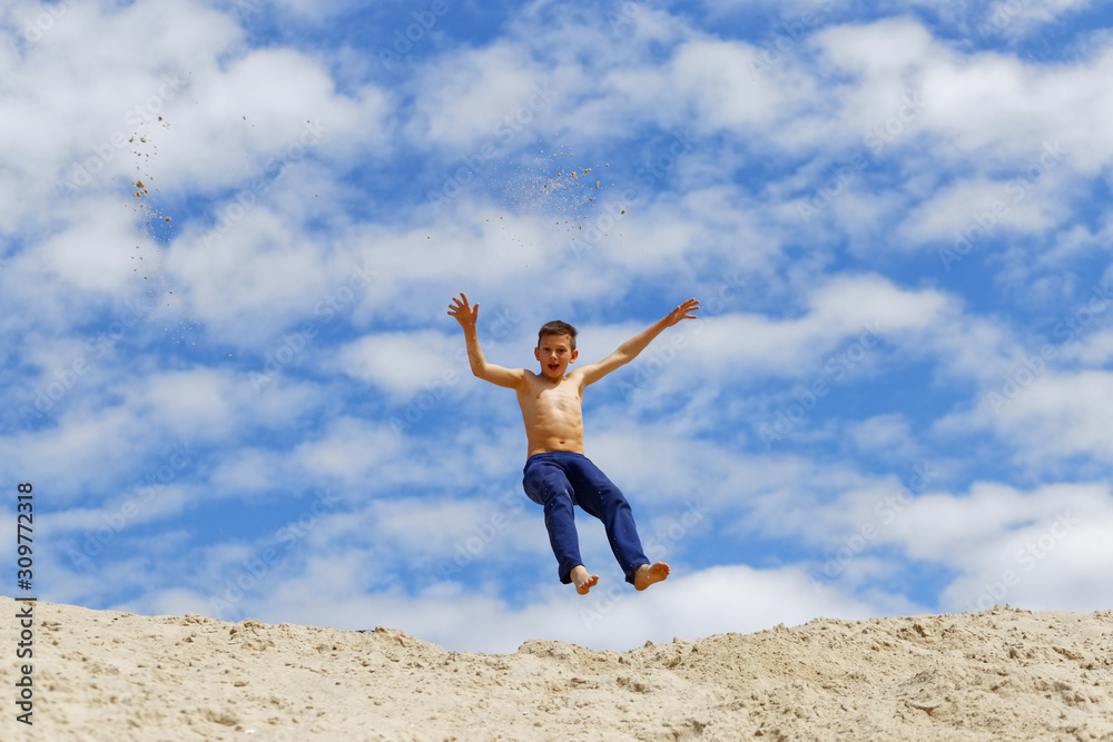 Parkour on a background of blue sky Parkour on a background of blue sky