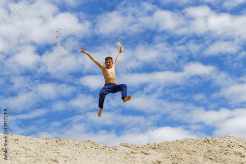 Parkour on a background of blue sky