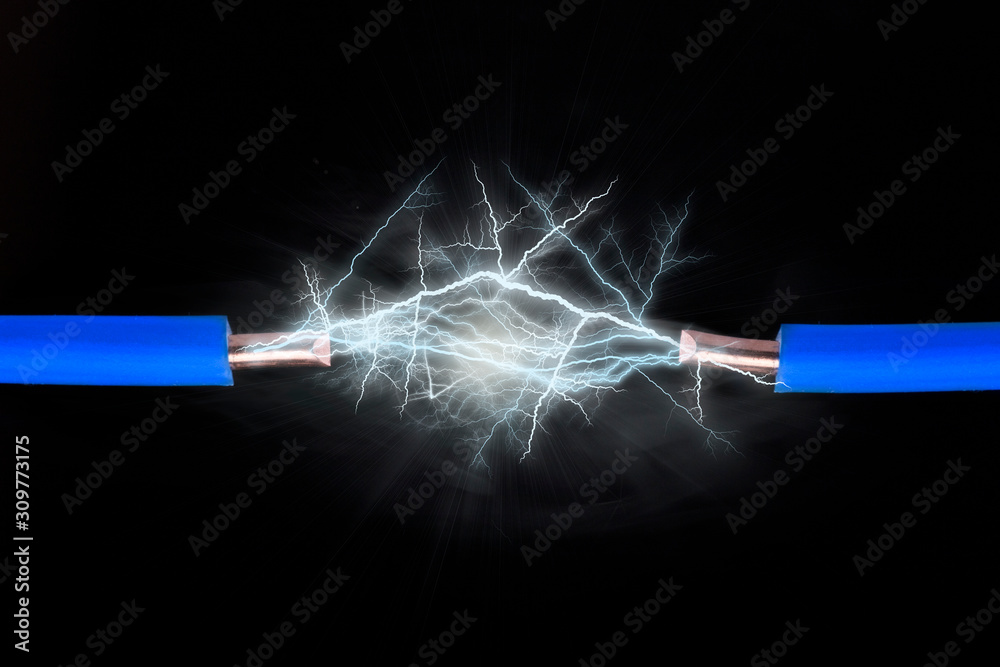 Electrical spark between two insulated copper wires Stock Photo Adobe