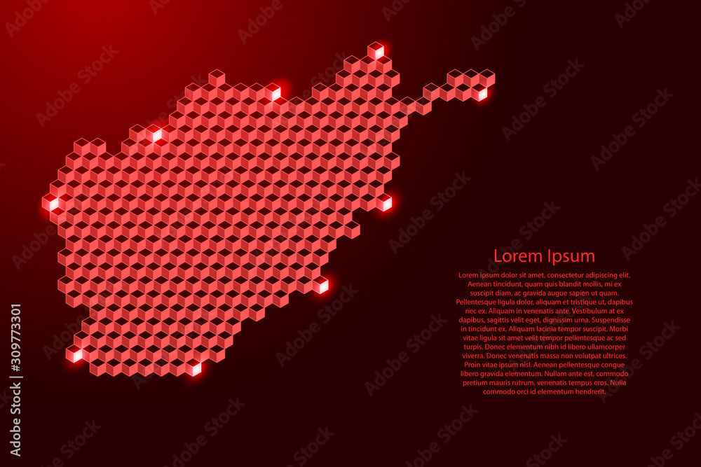 Afghanistan map from 3D red cubes isometric abstract concept, square pattern, angular geometric shape, for banner, poster. Vector illustration. Afghanistan map from 3D red cubes isometric abstract concept, square pattern, angular geometric shape, for banner, poster. Vector illustration.