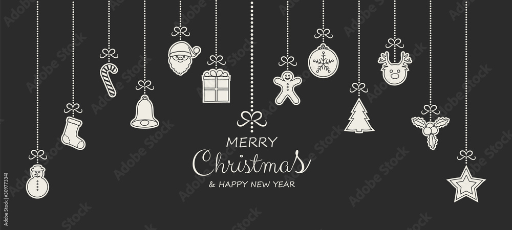 Christmas ornament with hanging elements. Vector.