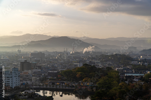 Aerial view of Wakayama at sunrise