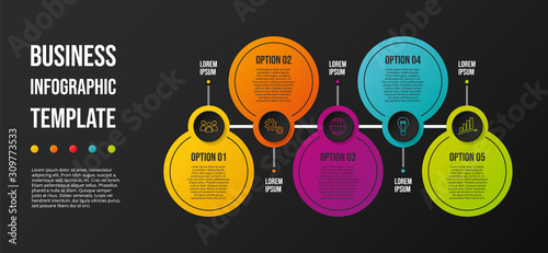 Chart with colorful business icons - infographic template. Vector