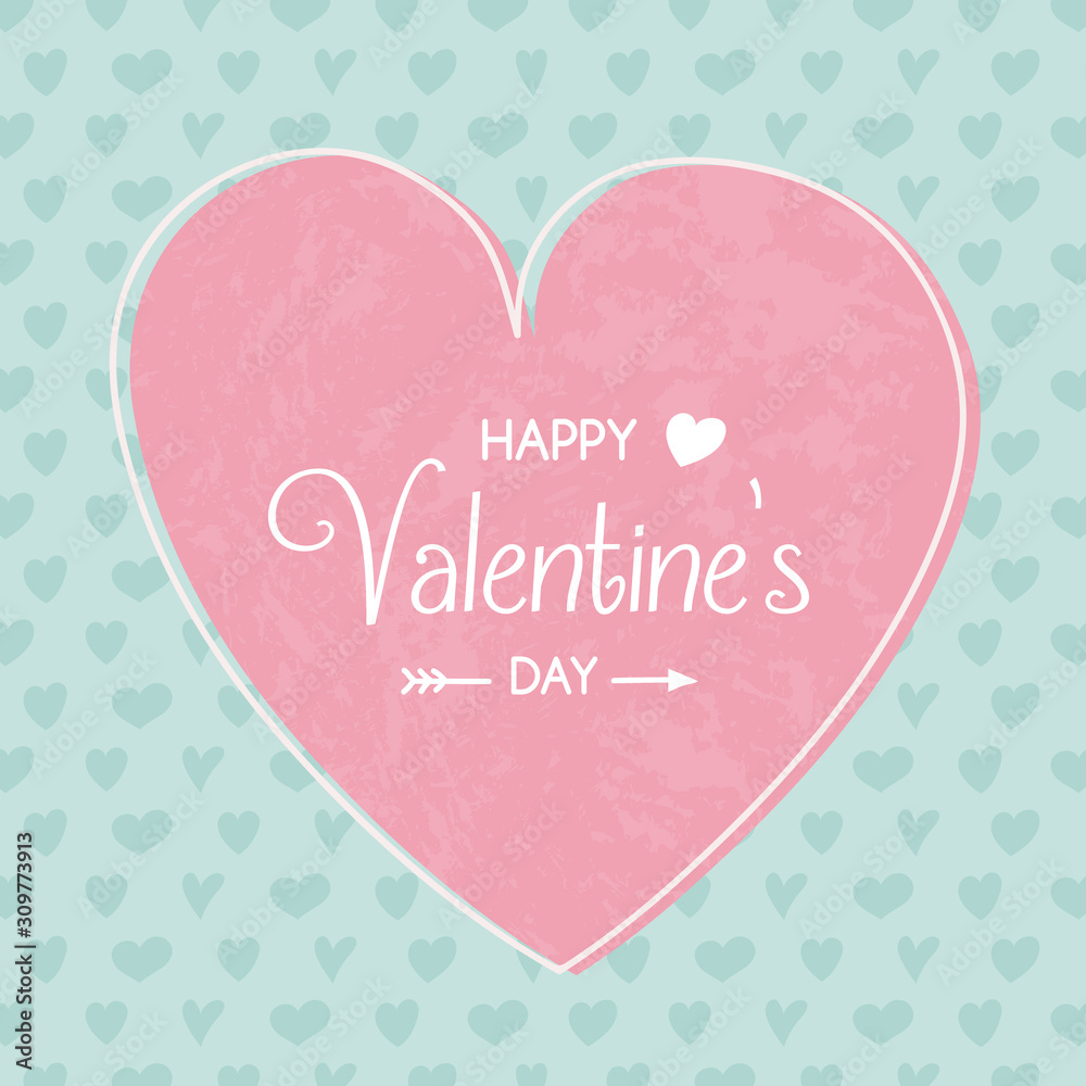 Concept of Valentine's Day greeting card with hand drawn hearts. Vector