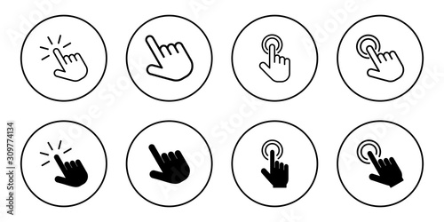 Hand click icon, Finger pointer isolated vector, Hand cursor icon click.